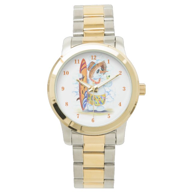 Funny Watch mit Snowman Surfer Armbanduhr (Vorderseite)