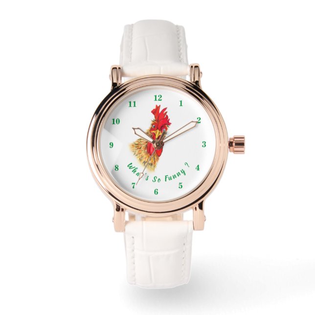 Funny Watch mit überraschendem Rooster Armbanduhr (Vorderseite)