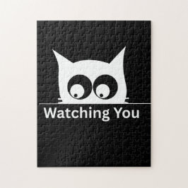 Funny Watching You Cat Cute Minimal Puzzle
