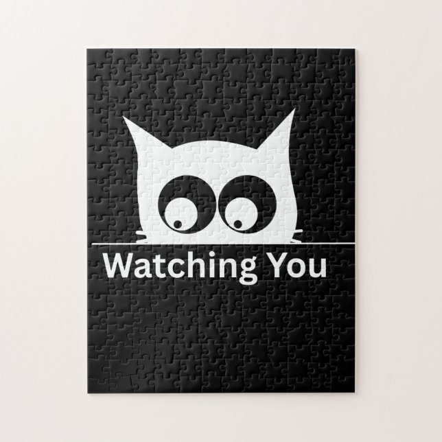 Funny Watching You Cat Cute Minimal Puzzle (Vertikal)