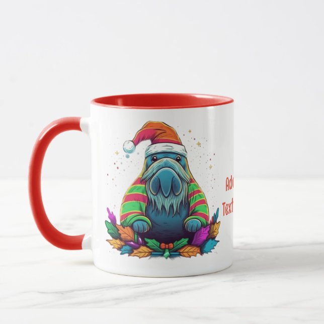 Funny Water Color Walrus Weihnachts-Party Tasse (Links)