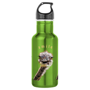 Funny Water Flasche mit Happy Ostrich - Lächeln Edelstahlflasche