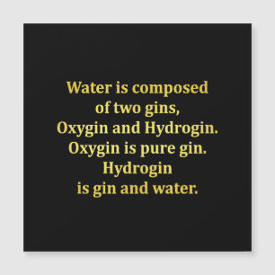 Funny Water und Gin Joke Magnetkarte