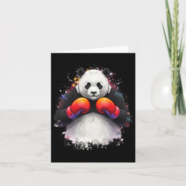 Funny Watercolor Art Boxing Panda Boxer mit Boxen Karte (Vorderseite)