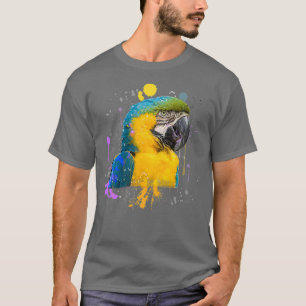 Funny Watercolor Blue and Gold Macaw Parrot Bird T-Shirt