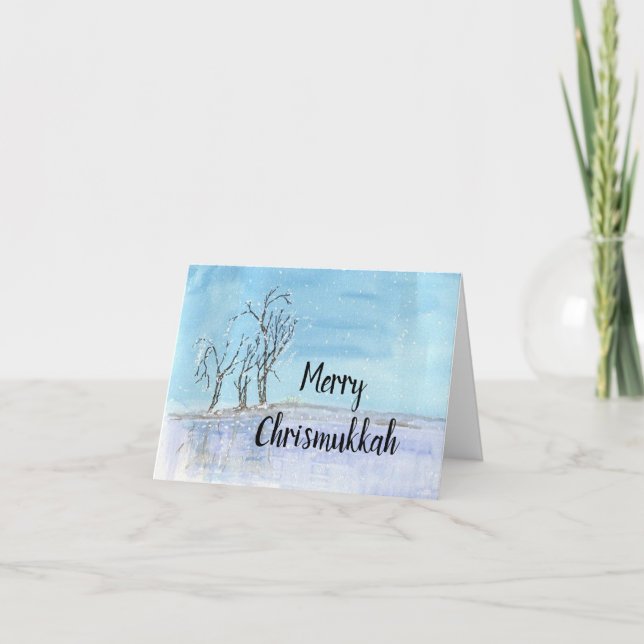 Funny Watercolor Chrismukkah Grußkarte Karte (Vorderseite)
