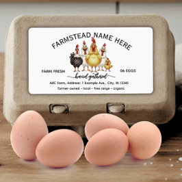 Funny Watercolor Farm Fresh Eggs Carton Label