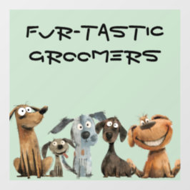 Funny Watercolor Hund Groomer Boutique Blau Fensteraufkleber