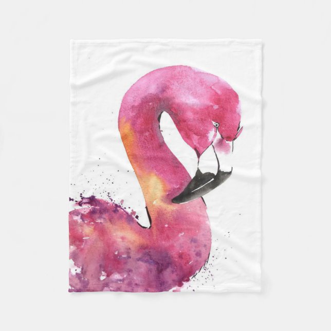 Funny Watercolor Pink Flamingo Gönnt Lover Fleecedecke (Vorderseite)