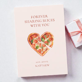 Funny Watercolor Pizza Slice Heart Valentine's Day Feiertagskarte