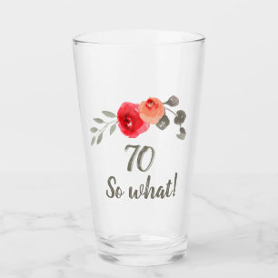 Funny Watercolor Rote Rose 70. Geburtstag Glas