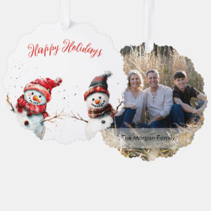 Funny Watercolor Snowman Weihnachten Ornament Karte