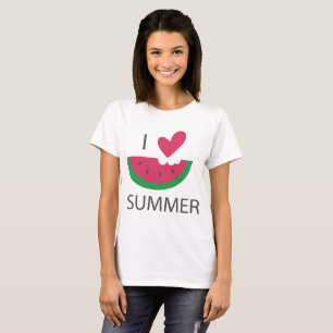 Funny Watercolor Watermelon Herzstück I Liebe Somm T-Shirt