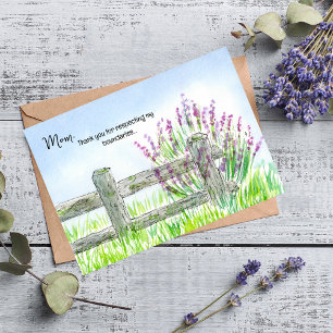 Funny Watercolor Zaun mit Lavender Muttertag Karte
