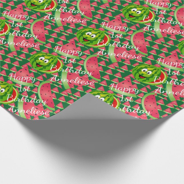 Funny Watermelon Kids Geburtstagsthema Geschenkpapier (Ecke)