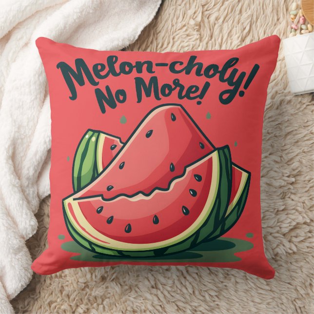 Funny Watermelon Pun "Melon-choly No more" Kissen (Decke)