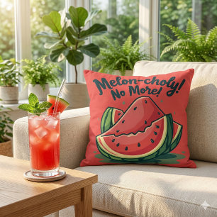 Funny Watermelon Pun "Melon-choly No more" Kissen
