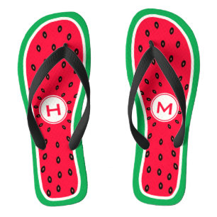 Funny Watermelon Slice mit Personalisierter Monogr Flip Flops