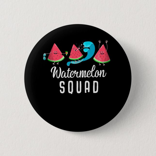 Funny Watermelon Squad Happy Surfing Melon Beach Button (Vorderseite)