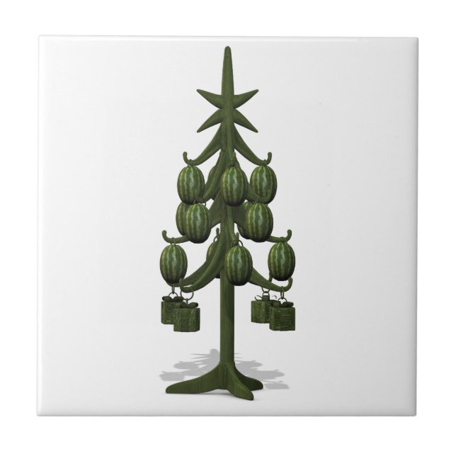 Funny Watermelons Christmas Tree Fliese (Vorderseite)