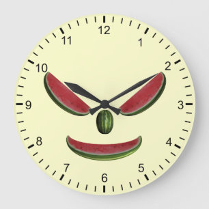 Funny Watermelons Face Große Wanduhr