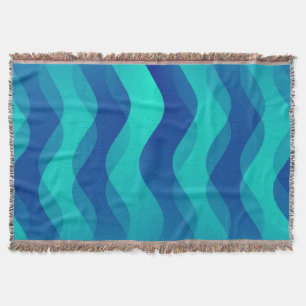 Funny Waves Blue Cyan + Ihre Idee Decke