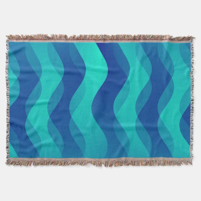 Funny Waves Blue Cyan + Ihre Idee Decke (Vorderseite)