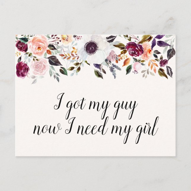 Funny Wcolor Floral Bridesmaid Vorschlag Card Postkarte (Vorderseite)