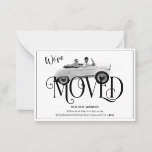Funny We ve Moved Vintage Car Announcement Card Mitteilungskarte