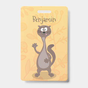 Funny Weasel Cartoon Illustration Ausweis