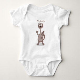 Funny Weasel Cartoon Illustration Baby Strampler