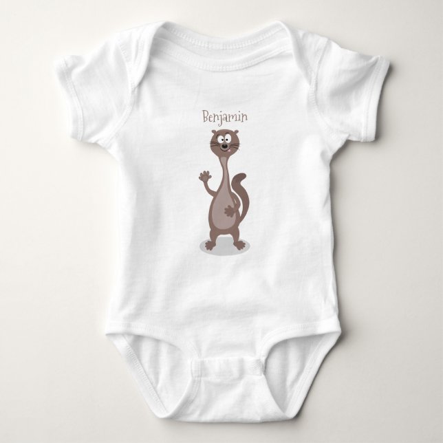 Funny Weasel Cartoon Illustration Baby Strampler (Vorderseite)