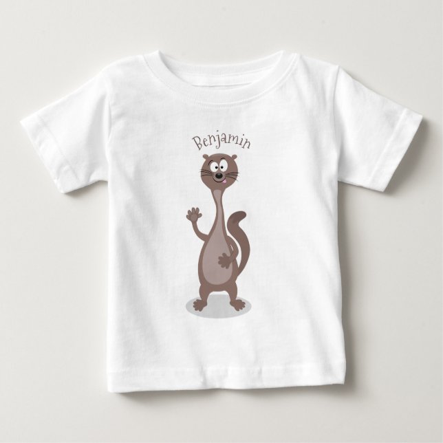 Funny Weasel Cartoon Illustration Baby T-shirt (Vorderseite)