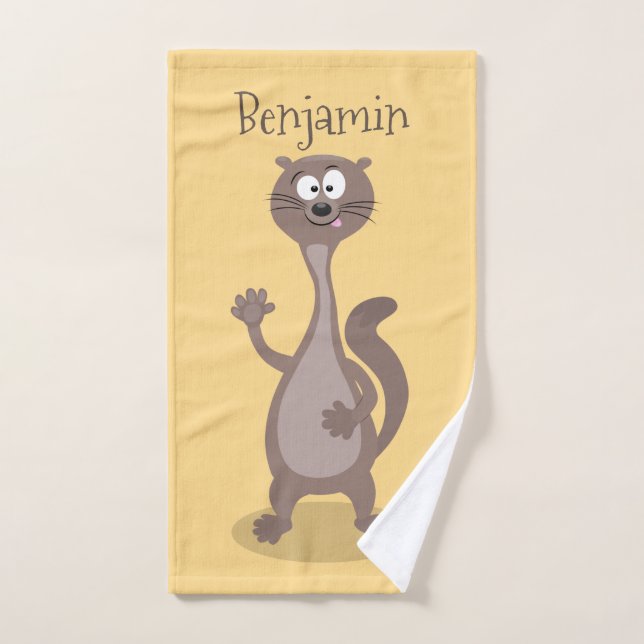 Funny Weasel Cartoon Illustration Badhandtuch Set (Handtuch)