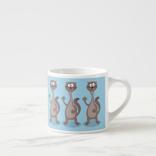 Funny Weasel Cartoon Illustration Espressotasse (Rechts)