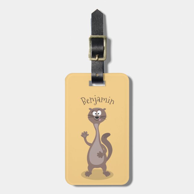 Funny Weasel Cartoon Illustration Gepäckanhänger (Vorderseite vertikal)
