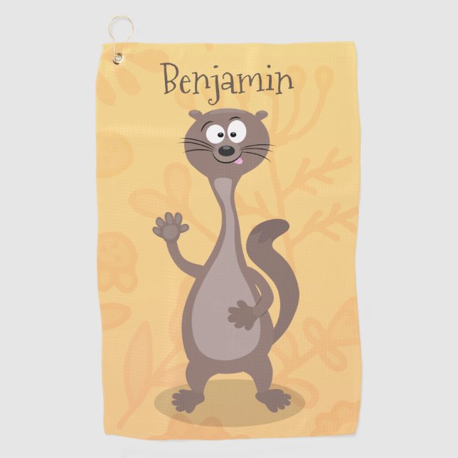 Funny Weasel Cartoon Illustration Golfhandtuch (Vorderseite)