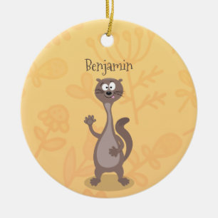 Funny Weasel Cartoon Illustration Keramik Ornament