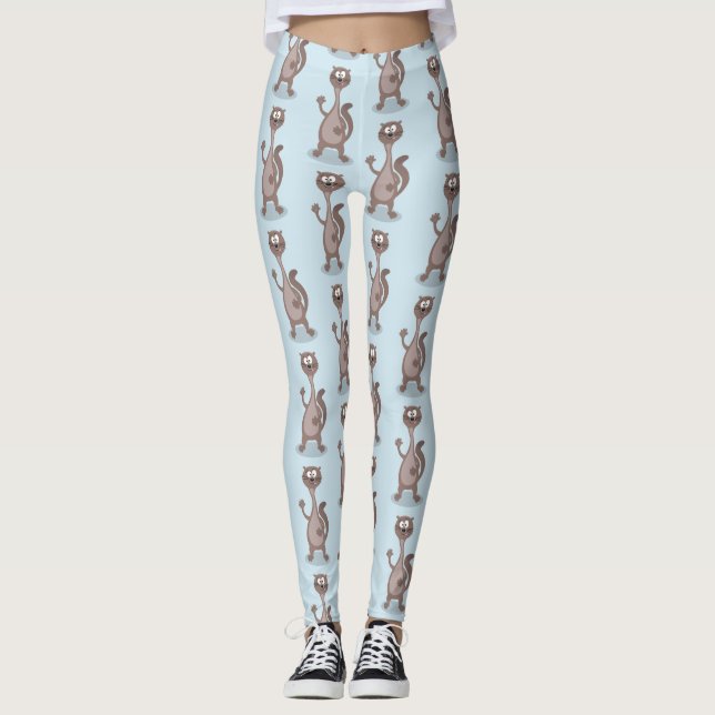 Funny Weasel Cartoon Illustration Leggings (Vorderseite)