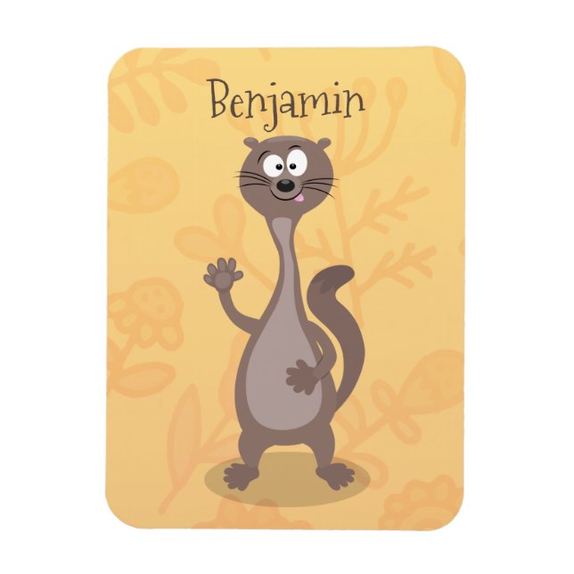 Funny Weasel Cartoon Illustration Magnet (Vertikal)