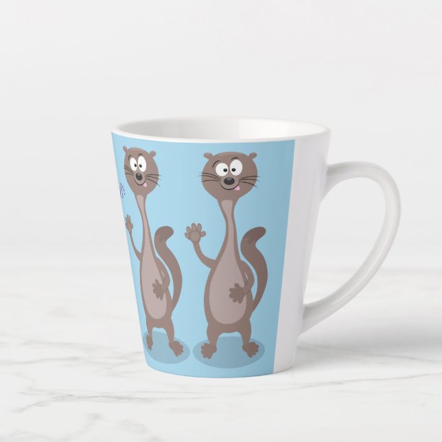 Funny Weasel Cartoon Illustration Milchtasse (Rechts)