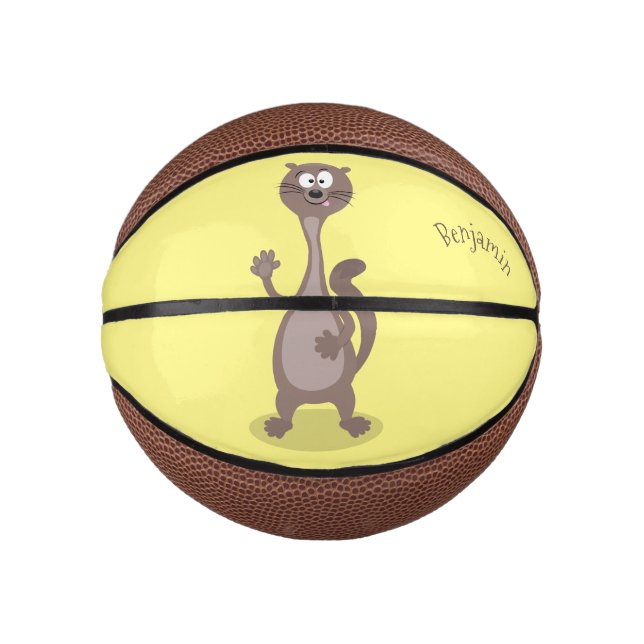Funny Weasel Cartoon Illustration Mini Basketball (Vorderseite)