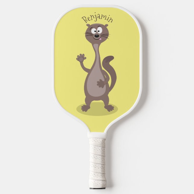 Funny Weasel Cartoon Illustration Pickleball Schläger (Vorderseite)