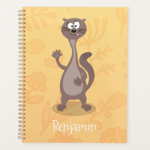 Funny Weasel Cartoon Illustration Planer