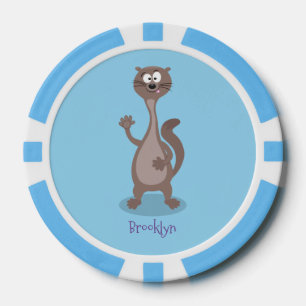 Funny Weasel Cartoon Illustration Pokerchips