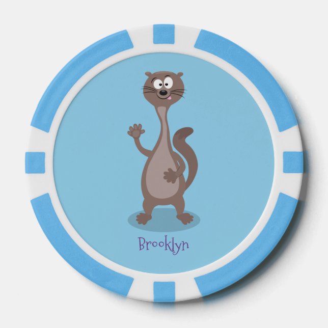 Funny Weasel Cartoon Illustration Pokerchips (Vorderseite)