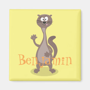 Funny weasel Cartoon Illustration Sprichwort hallo Magnet