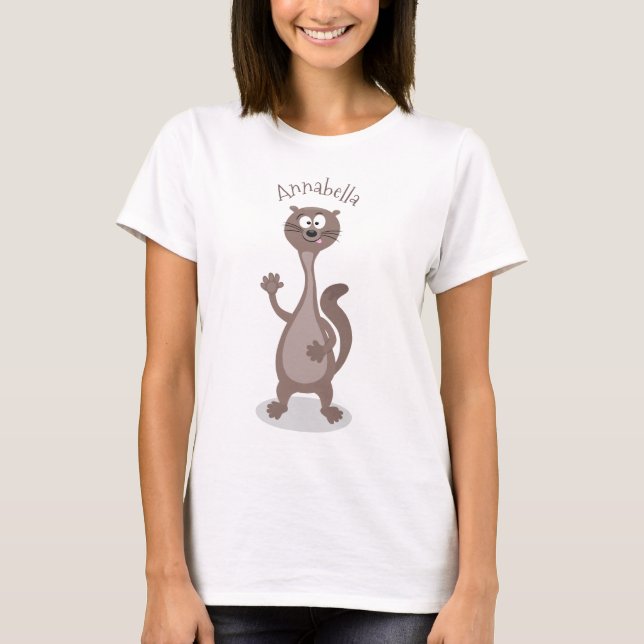 Funny Weasel Cartoon Illustration T-Shirt (Vorderseite)