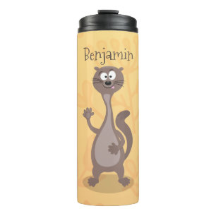 Funny Weasel Cartoon Illustration Thermosbecher