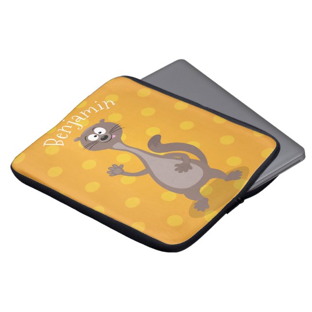 Funny weasel schwellender Cartoon Laptopschutzhülle (Vorne Oben)